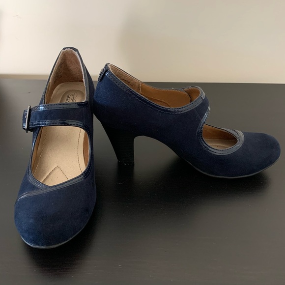 Suede Blue Mary Jane Pumps - Picture 4 of 5